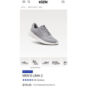 Kizik Lima 2 Hands-Free Sneakers Mens 8 Alloy GrayActiveWalking Shoes DLMGY04-1D